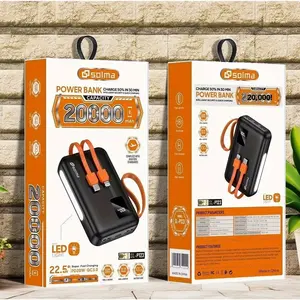 Banco de energía portátil de 20000mAh al por mayor, cable integrado de alta capacidad, pantalla LED, carga rápida para uso móvil en exteriores - Product Image 4