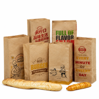 Vierkante bodem bruine witte kraft papieren zakken groothandel aangepaste logo waterdichte oliebestendige gecoate verpakking voor bakkerij fruit snacks brood