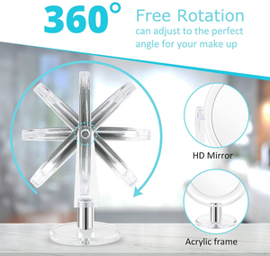 <span class=keywords><strong>2025</strong></span> hai mặt có thể gập lại 1X/5X/10x Độ phóng đại gương mỹ phẩm trong suốt màu đen Hồng Máy tính để bàn 360 độ HD Vanity gương - Product Image 4