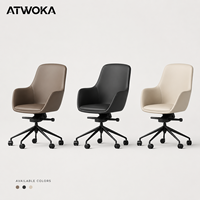 Chaise de bureau pivotante en cuir moderne ATWOKA - Chaise de réunion rembourrée haut de gamme pour projets de bureau