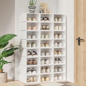 Прозрачные портативные экологичные штабелируемые контейнеры для обуви с фронтальным открыванием, 12 штук в упаковке, пластиковые коробки для хранения обуви для дома - Product Image 1