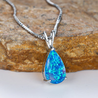 YIREPIN Kalung Liontin Opal Tetesan Air Perhiasan Opal Api Rantai Kotak Berlapis Emas 18K untuk Wanita