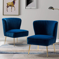 Offre Spéciale Shell Accent Chaise Salon Bleu Velours Accent Canapé Chaise Pour Café