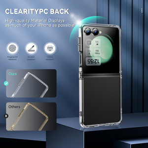 Funda Transparente Rígida de PC para Teléfono <span class=keywords><strong>Samsung</strong></span> Galaxy Z <span class=keywords><strong>Flip</strong></span> 7 4 3 ZFlip7 Flip6 Flip5, Carcasa Ultra Transparente Antigolpes con Parachoques de TPU - Product Image 2