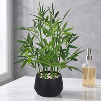 Plante artificielle en bambou durable de 18 pouces de haut (pot noir) 365 Decor, pour intérieur/extérieur, maison, bureau, comptoir de cuisine