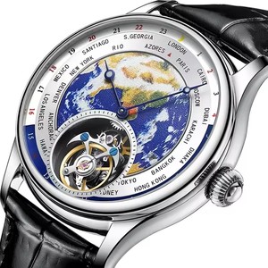 Envío Directo: Reloj Tourbillon Volante para Hombre, Mecánico, de Lujo, con Cristal de Zafiro, Esmalte Terrestre, Cristal Mineral, Correa de Cuero y Puntero - Product Image 5