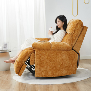 Moderne multifunctionele elektrische massagefauteuil van chenille-stof, draaibaar en verstelbaar, gele eenpersoonsbank voor luie mensen - Product Image 3