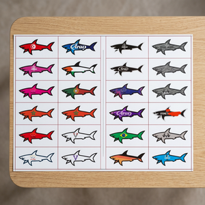 Autocollants adhésifs personnalisés avec motif de requin, ensemble d'autocollants décoratifs auto-adhésifs, laminage brillant, motif animalier, cadeau promotionnel - Product Image 4