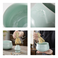 Ensemble de thé matcha japonais TEANAGOO ODM OEM 7 pièces, fouet en bambou, bol en céramique en porcelaine, design Japandi, couleurs et logo personnalisables