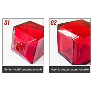 In magazzino rosso chiaro 70ml quadrato forma cubo bottiglie di profumo di vetro profumo profumo profumo olio bottiglie di vetro con coperchi