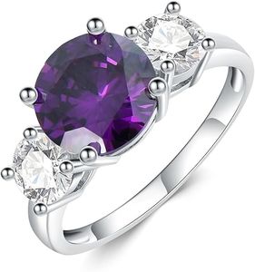 महिलाओं के लिए डेलॉच 925 स्टर्लिंग सिल्वर जिरकॉन रिंग वास्तविक राउंड कट ज़िरकोनिया जेम्स्टोन गहने प्रेमी जन्मदिन के लिए सुंदर उपहार - Product Image 1