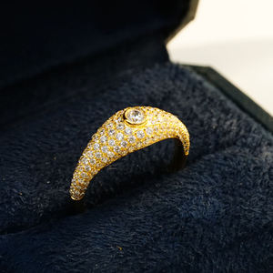 Classic 18K Gold Full Pave <b>Dome</b> <b>Ring</b> for DAILY LUXE Minimalist Statement Jewelry - Product Image 4