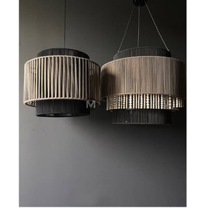 Lámpara colgante moderna hecha a mano con cuentas de madera, redonda, E27 LED Smd3030, para sala de estar, comedor, cafetería - Product Image 4