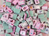 Set Ubin Mahjong Mewah Seri Bunga Busur Gaya Marmer Mint Bahan Akrilik untuk 4 Pemain, Cocok untuk Liburan, Semua Usia
