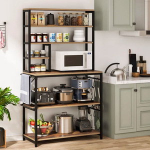 Étagère de rangement <span class=keywords><strong>pas</strong></span> chère pour salon, étagère en bois à 6 niveaux, étagère pour micro-ondes de cuisine, pour ustensiles de cuisine - Product Image 3