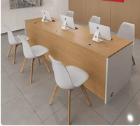 Table d'ordinateur pour 3 personnes, mobilier de bureau moderne et simple, table de bureau pour 3 employés avec tiroir de rangement, bureau d'ordinateur pour employés