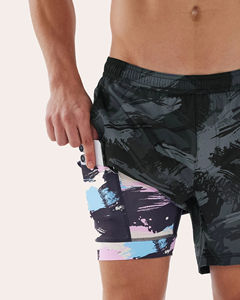 Custom Logo <b>Camo</b> Summer Drawstring Washed Gym <b>Shorts</b> For Daily Running Exercise Casual Running Gym <b>Shorts</b> With Compression Liner - Product Image 2