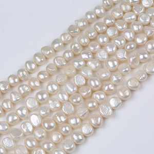 Colliers en perles d'eau douce blanches naturelles de 9-10 mm en gros, matériel de fabrication de bijoux DIY avec des perles en forme de pomme de terre - Product Image 2