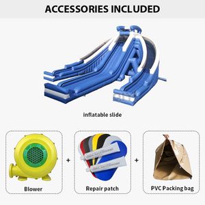 Tobogán acuático inflable de alta velocidad de estilo libre azul gigante comercial para parques de atracciones al aire libre - Product Image 2