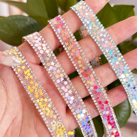 Ruban de garniture à sequins et strass perlés en cristal, design personnalisé, pour accessoires vestimentaires