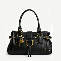 Millennium Lock PU Große Kapazität Tragetasche 2026 Neues Nischen-Design Vintage Nieten-Verzierte Damenhandtasche mit Reißverschluss