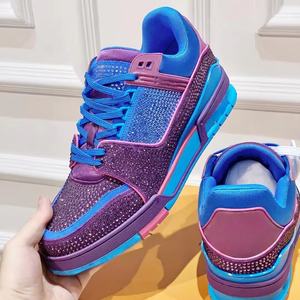 แฟชั่นหรูหราผู้หญิงผู้ชายย้อนยุคลำลองรองเท้าผ้าใบกีฬาสบายระบายอากาศได้ดีกันลื่นหนังแท้ตาข่ายรองเท้าสเก็ตบอร์ดผู้ชาย - Product Image 1