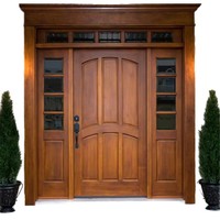 Porte d'entrée principale en bois massif avec insert en verre, design moderne résidentiel Sunnysky pour maison