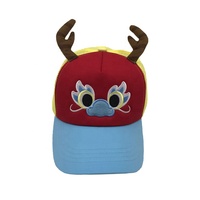 Venta al por mayor de diseño personalizado de algodón de espuma de poliéster de malla de dibujos animados Anime encantador dragón cuernos niños redes gorra de béisbol