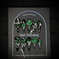 Uñas Postizas de Lujo Hechas a Mano, Color Naranja Mate, Diseño de Leopardo Negro, Flor 3D, Uñas Stiletto, Uñas Falsas Reutilizables
