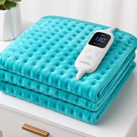 Bantalan Pemanas Listrik Cyan Portabel 30x60cm Perlindungan dari Panas Berlebih 9 Pengaturan Panas Bantalan Panas Kering dan Lembab