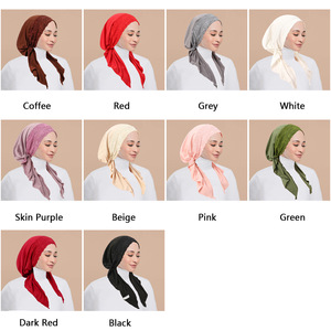Dentelle Patchwork Elastic Tie Back Inner Caps Jersey Stretchy <span class=keywords><strong>Hijab</strong></span> Under Cap Muslim Women Soft Head Wrap <span class=keywords><strong>Bonnet</strong></span> Turban - Product Image 6