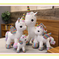 Peluche Licorne Ailée Arc-en-ciel Personnalisée, Peluche Pégase Douce avec Corne Colorée, Vente en Gros OEM ODM, Logo Personnalisé, Cadeaux pour Enfants