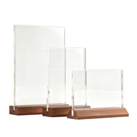 Présentoir en bois d'acrylique et de Sapele, support de signalisation de commande, porte-panneau de table double face, panneau de table sur mesure pour bureau