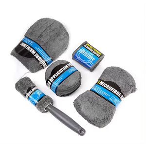 Kit de lavage auto en microfibre, 9 pièces, avec gants, serviettes, éponge à cire, brosse pour jantes, pour le nettoyage des véhicules - Product Image 3