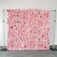 Dinding Bunga Mawar Buatan dari Kain Sutra Realistis 5D Buatan Tangan yang Dapat Disesuaikan, Tinggi 8ft, Ramah Lingkungan, Latar Belakang Pernikahan