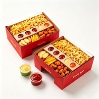 Boîte en carton personnalisée pour snacks de poulet frit, emballage alimentaire de qualité supérieure, conteneur de restauration rapide, plateau à compartiments anti-graisse