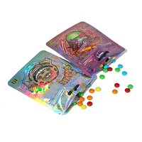 Pochette plate en aluminium imprimée de haute qualité avec fermeture éclair, 1G 3.5G 7G 14G 28G, pour bonbons, gommes, lait, aliments pour animaux, gelée, avec fenêtre transparente