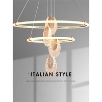 Lustre en cristal créatif minimaliste moderne, éclairage LED doré à trois couleurs, intensité réglable, hauteur ajustable, pour salon et salle à manger