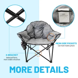 Outdoor Oversized Leisure Folding Sofa Moon Saucer Portable Camping Chair For Adults Padded Cushion