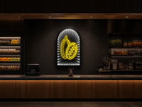 Enseigne lumineuse LED blanche effet miroir infini avec tunnel profond et large bordure noire pour affichage mural de bar à cocktails, lounge ou boîte de nuit