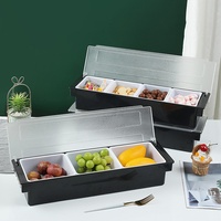 Boîte à fruits en plastique commerciale avec couvercle, 3/4/5 compartiments, pour magasins de thé au lait et de poudre glacée, avec poignées, design moderne