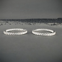 Grandes boucles d'oreilles créoles rondes éternelles en argent sterling 925 plaqué rhodium avec diamants en moissanite VVS pour femmes
