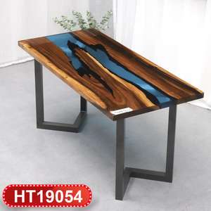 Blue river di design di Lusso di Caffè Solido tavolo Da Pranzo In Legno tavolo del <span class=keywords><strong>ristorante</strong></span> tavolo In Resina Epossidica - Product Image 3
