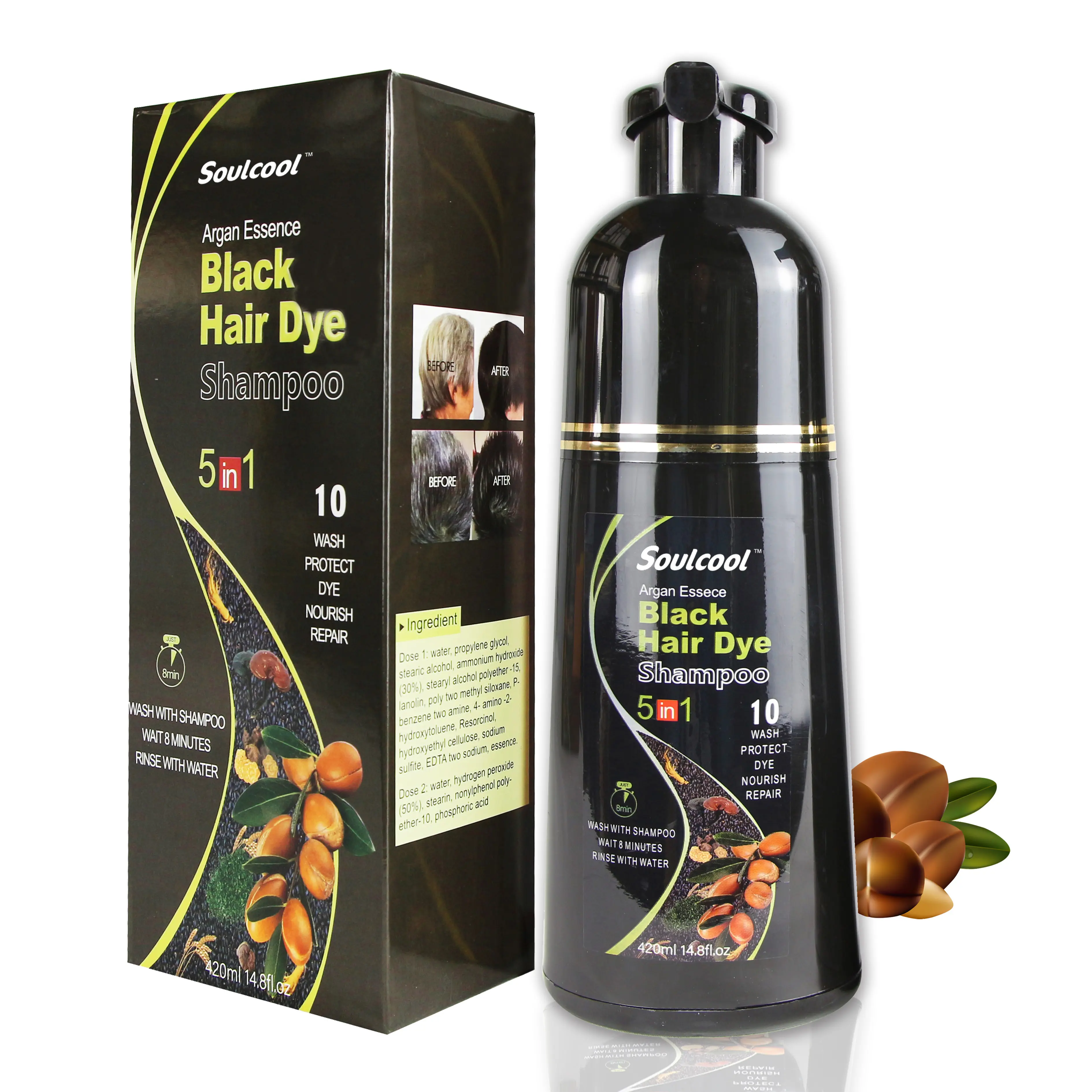 shampoo shampoo color and heat hair dye purple black 3 in 1 colour dark brown instant silver white to black