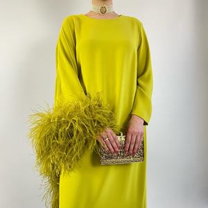 ドバイ高级イブニングドレスイスラム教徒女性用アラビアフレアアバヤフリーサイズと長袖ODM対応 - Product Image 2