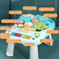 Trotteur 4-en-1 pour bébé avec roues et siège, table d'activités et poussette, jouet d'éveil pour tout-petit, centre d'apprentissage évolutif