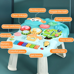 Trotteur 4-en-1 pour bébé avec roues et siège, table d'activités et poussette, jouet d'éveil pour tout-petit, centre d'apprentissage évolutif - Product Image 4