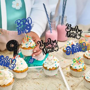 1 Pezzo Decorazione per <span class=keywords><strong>Torta</strong></span> 'Brother I'm 9' con Glitter, Topper per <span class=keywords><strong>Torta</strong></span> 'Buon 9° Compleanno' per Ragazzi, Accessori per Festa di Compleanno 'Cinque Anni' - Product Image 4
