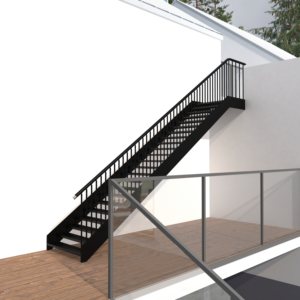 Escalera Metálica Recta para Exteriores Personalizada Yusituo con Estructura de Vidrio y Hierro Forjado para Instalación en Viviendas y Villas - Product Image 2