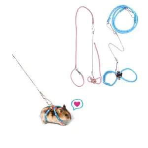 Cute Adjustable Pet Rat Mouse Hamster Harness Rope Pet Hamster Leashes Lead Collar for Rat Mouse Pet outdoor Supplies